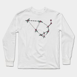 Cepheus Constellation Roses and Hearts Doodle Long Sleeve T-Shirt